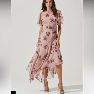 Astr FLUTTER SLEEVE MIDI DRESS women’s size XS